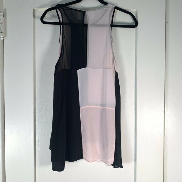 Wilfred ARITZIA sz S 100% Silk Pink Black Color Block Semi-Sheer Crepe Tank Cami - Picture 5 of 10